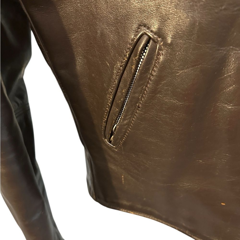 Vanson Leather Motorcycle Jacket Size Large Color Brown - Picture 6 of 16